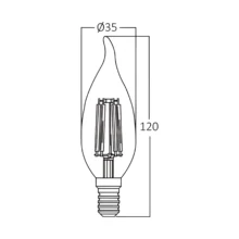 LED filament sijalica sveća uvijena 6W E14 providna 3000K Braytron Advance