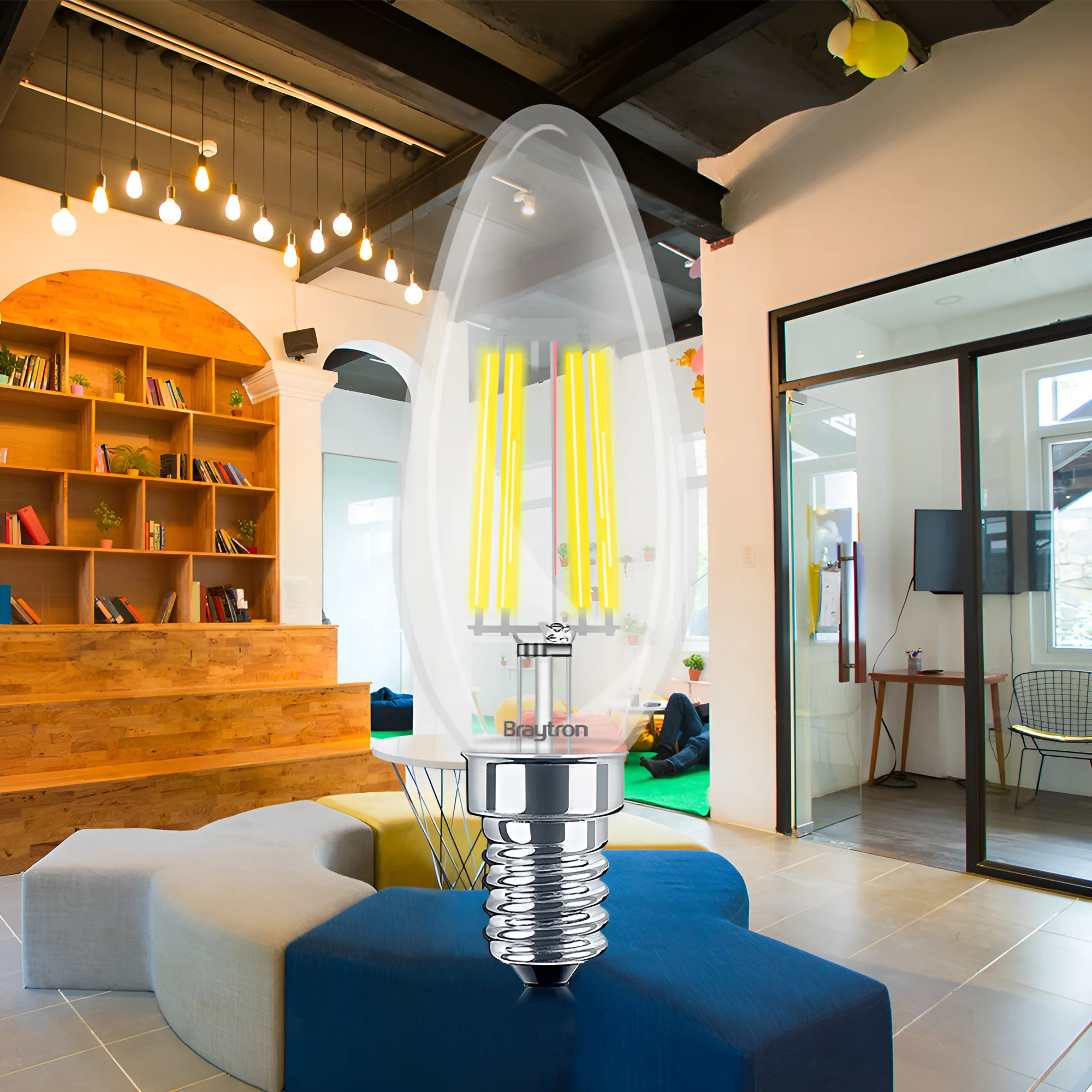 LED filament sijalica sveća 6W E14 providna 6500K Braytron Advance