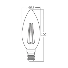 LED filament sijalica sveća 6W E14 providna 6500K Braytron Advance