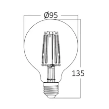 LED filament sijalica globus G95 dimabilna 8W E27 providna 3000K Braytron Advance