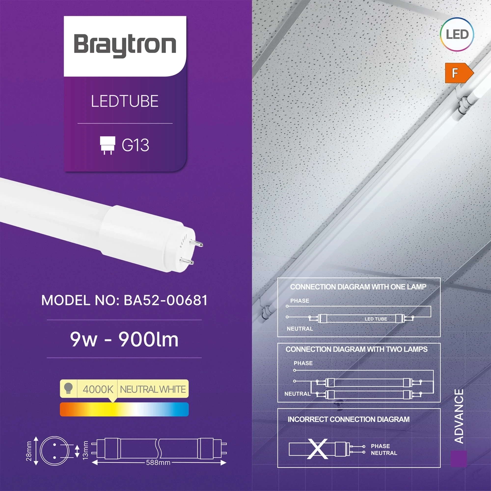 LED cev T8 9 W 60 cm dvostrana 4000K - Слика 3