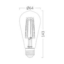 LED filament sijalica ST64 dimabilna 6W E27 amber 2200K Braytron Advance