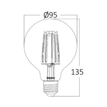 LED filament sijalica globus G95 dimabilna 6W E27 amber 2200K Braytron Advance