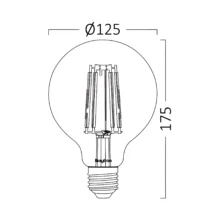 LED filament sijalica globus G125 6W E27 amber 2200K Braytron Advance