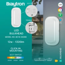 LED brodska svetiljka elipsa 12W CCT bela IP65 Braytron Bulkhead