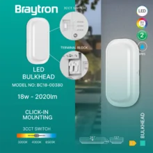 LED brodska svetiljka elipsa 18W CCT bela IP65 Braytron Bulkhead
