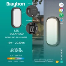 LED brodska svetiljka elipsa 18W CCT crna IP65 Braytron Bulkhead