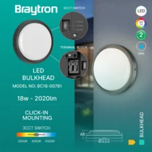 LED brodska svetiljka okrugla 18W CCT crna IP65 Braytron Bulkhead