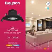 LED spot svetiljka okrugla 7W crna CCT IP54 Braytron SpotLED G3