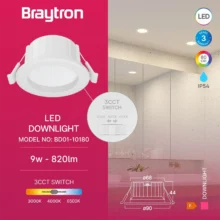 LED downlight ugradni 9W bela CCT IP54 Braytron SpotLED