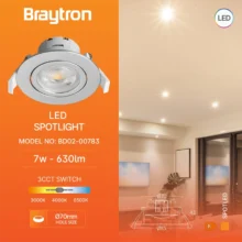 LED spot svetiljka okrugla 7W srebrna CCT IP20 Braytron SpotLED G3