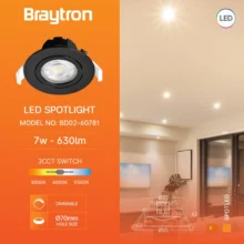 Dimabilna LED spot svetiljka okrugla 7W crna CCT IP20 Braytron SpotLED G3