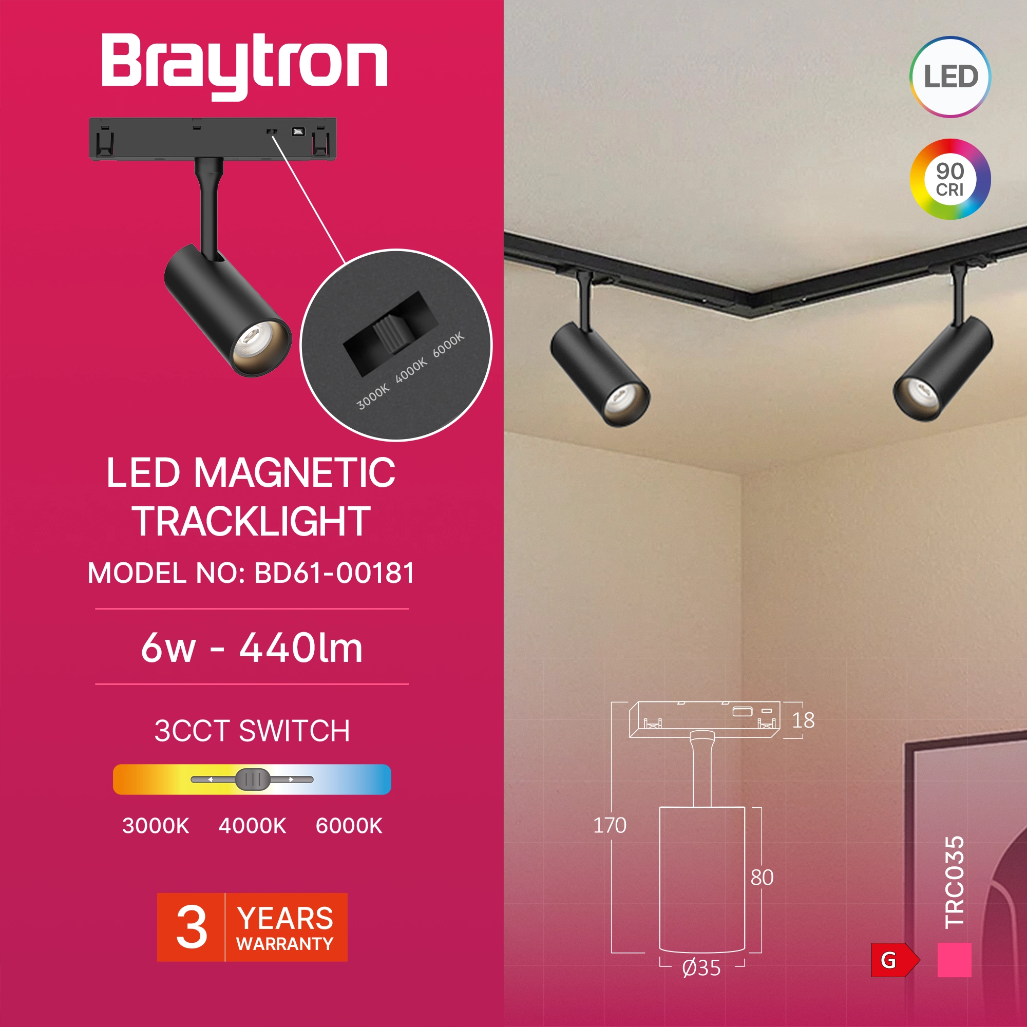 Magnetni spot reflektor 6W CCT 48VDC MagLine - Слика 3