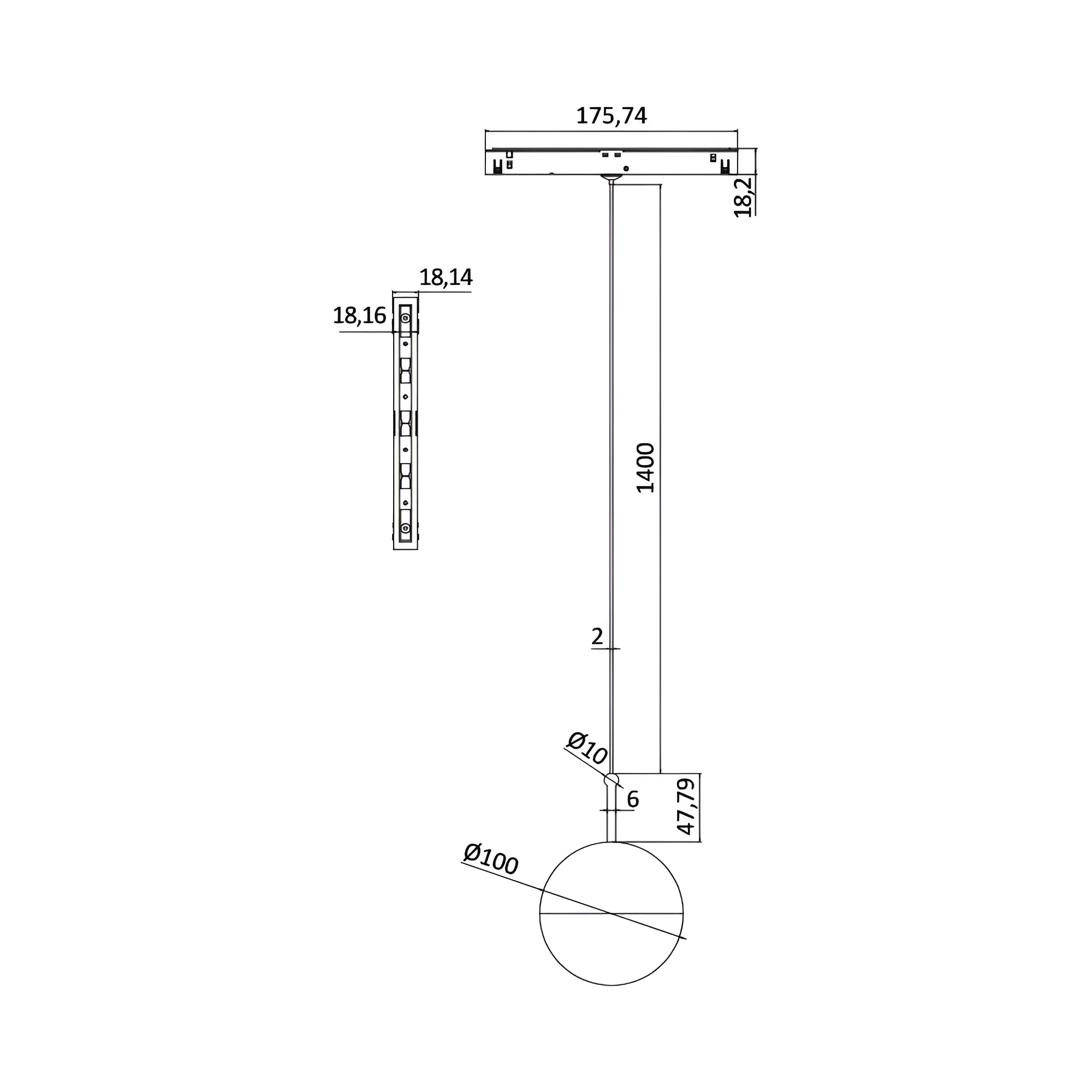 Magnetni viseći spot 7W 3000K 48VDC MagLine Pendant - Slika 3