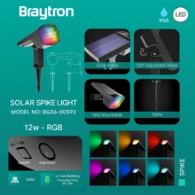 Solarna ubodna baštenska svetiljka 12W RGB siva IP65 Braytron SpotLux