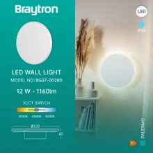 LED zidna spoljna svetiljka okrugla 12W CCT bela IP65 Braytron Palermo