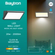 LED zidna spoljna svetiljka okrugla 20W CCT tamno siva IP65 Braytron Napoli