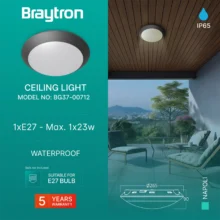 Spoljna plafonjera E27 tamno siva IP65 Braytron Napoli