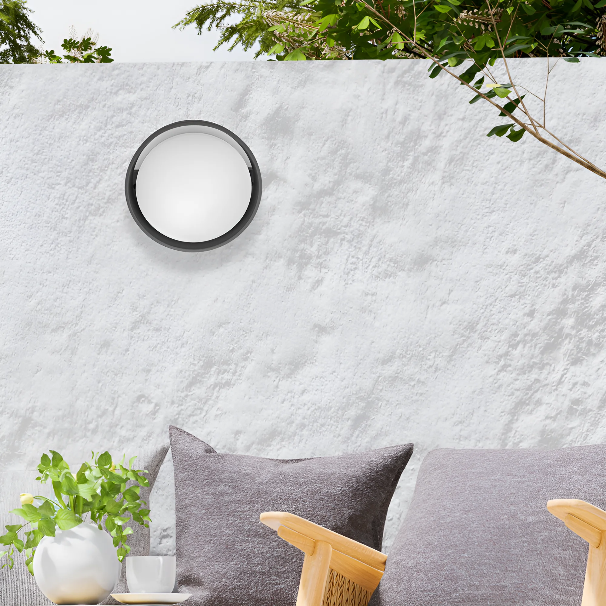 LED zidna spoljna svetiljka okrugla 12W 3000K siva IP65 Braytron Walls D