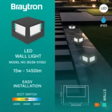 LED zidna spoljna svetiljka kvadratna 15W CCT siva IP65 Braytron Walls G1
