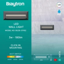LED zidna spoljna svetiljka pravougaona 3W CCT siva IP65 Braytron Vekta B II