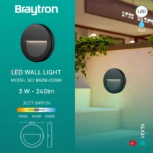 LED zidna spoljna svetiljka okrugla 3W CCT crna IP65 Braytron Vekta B
