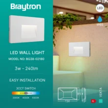 LED zidna spoljna svetiljka kvadratna 3W CCT bela IP65 Braytron Vekta B