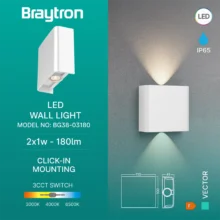 LED zidna spoljna svetiljka dvosmerna 2x1W CCT bela IP65 Braytron Vector B