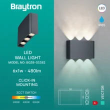 LED zidna spoljna svetiljka 6x1W CCT siva IP65 Braytron Vector B
