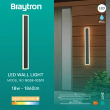 LED zidna spoljna svetiljka linijska 18W 3000K crna IP54 Braytron Line