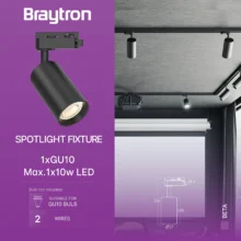 GU10 šinski reflektor monofazni crna Braytron Beta