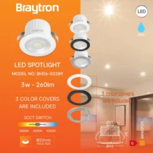 LED mini spot 3W tricolor CCT IP54 Braytron MiniSpot