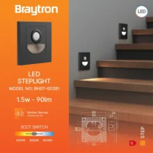 LED stepenišna svetiljka 1.5W crna sa senzorom Braytron Step
