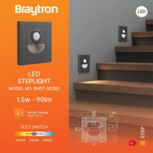 LED stepenišna svetiljka 1.5W siva sa senzorom Braytron Step