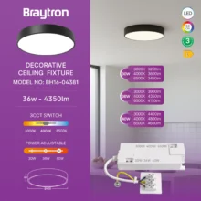 LED plafonjera okrugla Ø400 36W CCT crna Braytron Blade