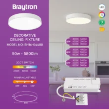 LED plafonjera okrugla Ø500 50W CCT bela Braytron Blade