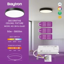 LED plafonjera okrugla Ø500 50W CCT crna Braytron Blade