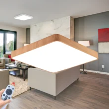 LED plafonjera kvadratna 500×500 45W CCT drvo (imitacija) sa daljinskim Braytron Blade
