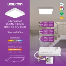 LED plafonjera kvadratna 400×400 36W CCT bela Braytron Blade