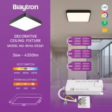 LED plafonjera kvadratna 400×400 36W CCT crna Braytron Blade