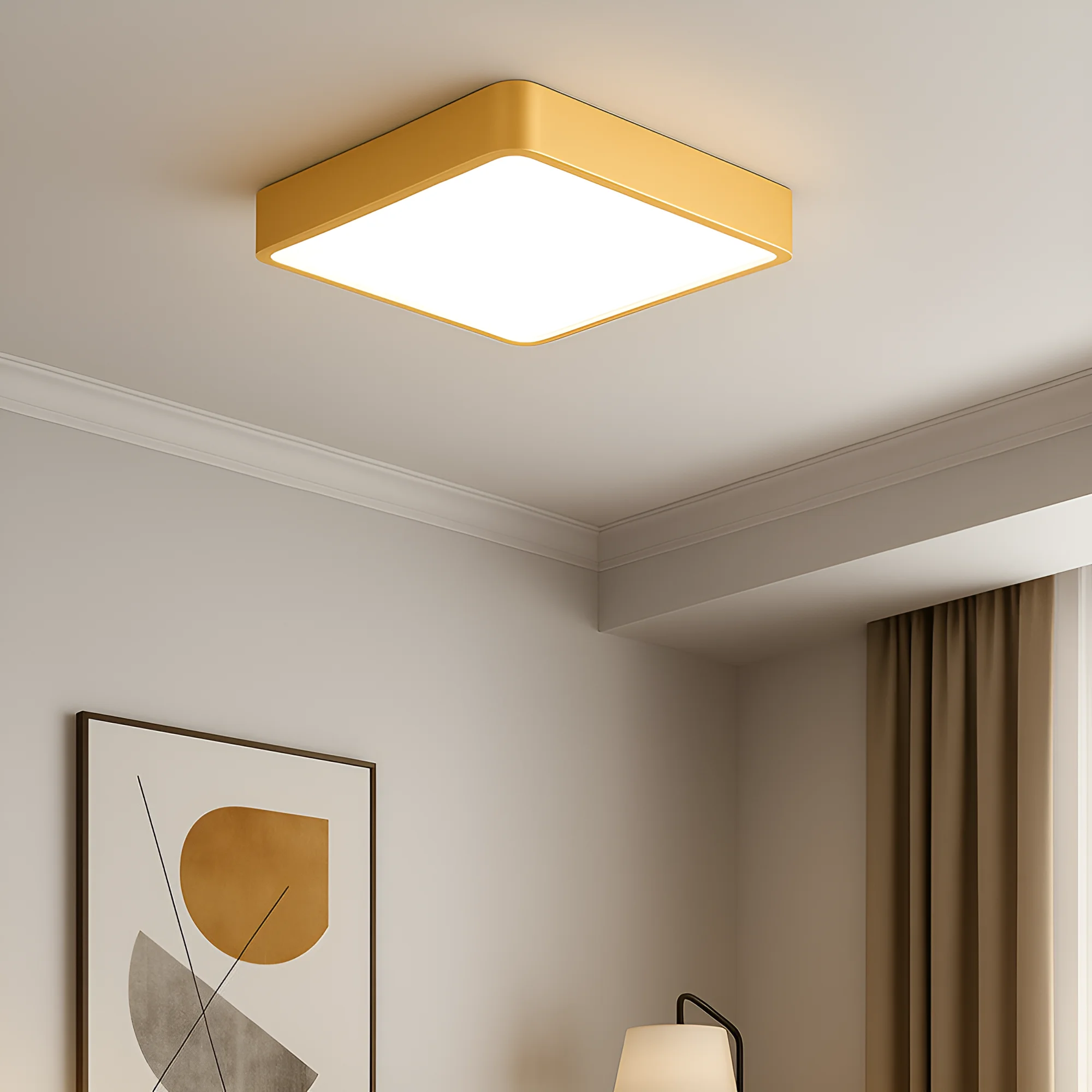 LED plafonjera kvadratna 400×400 36W CCT zlatna Braytron Blade