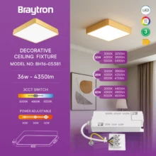 LED plafonjera kvadratna 400×400 36W CCT zlatna Braytron Blade