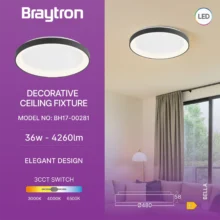 LED plafonjera okrugla Ø480 36W CCT crna IP20 Braytron Bella