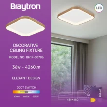 LED plafonjera kvadratna 480×480 36W CCT zlatna IP20 Braytron Bella