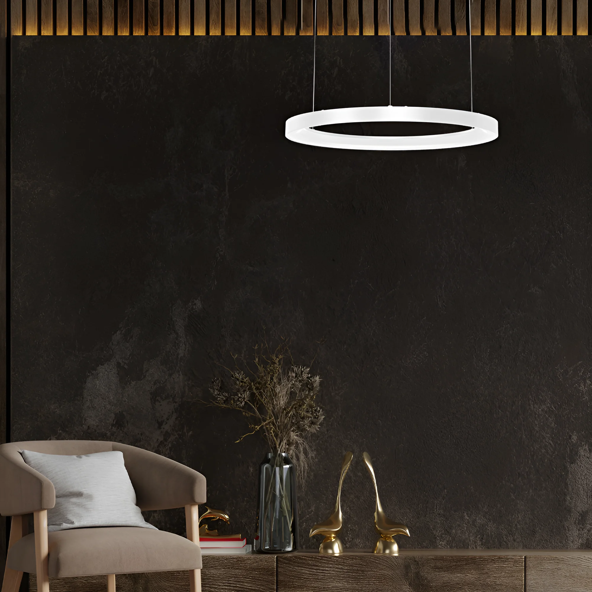 Braytron Bella viseca LED svetiljka okrugla 46 W CCT Bela