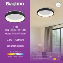 LED plafonjera okrugla Ø480 36W CCT crna IP20 Braytron Bella II