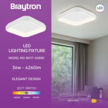 LED plafonjera kvadratna 480×480 36W CCT bela IP20 Braytron Bella II