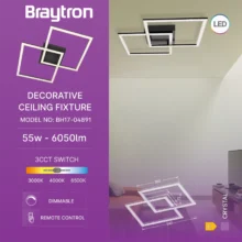 LED plafonjera kristalna 55W CCT crna sa daljinskim IP20 Braytron Crystal