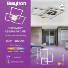 LED plafonjera kristalna 80W CCT bela sa daljinskim IP20 Braytron Crystal