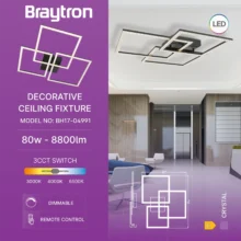LED plafonjera kristalna 80W CCT crna sa daljinskim IP20 Braytron Crystal